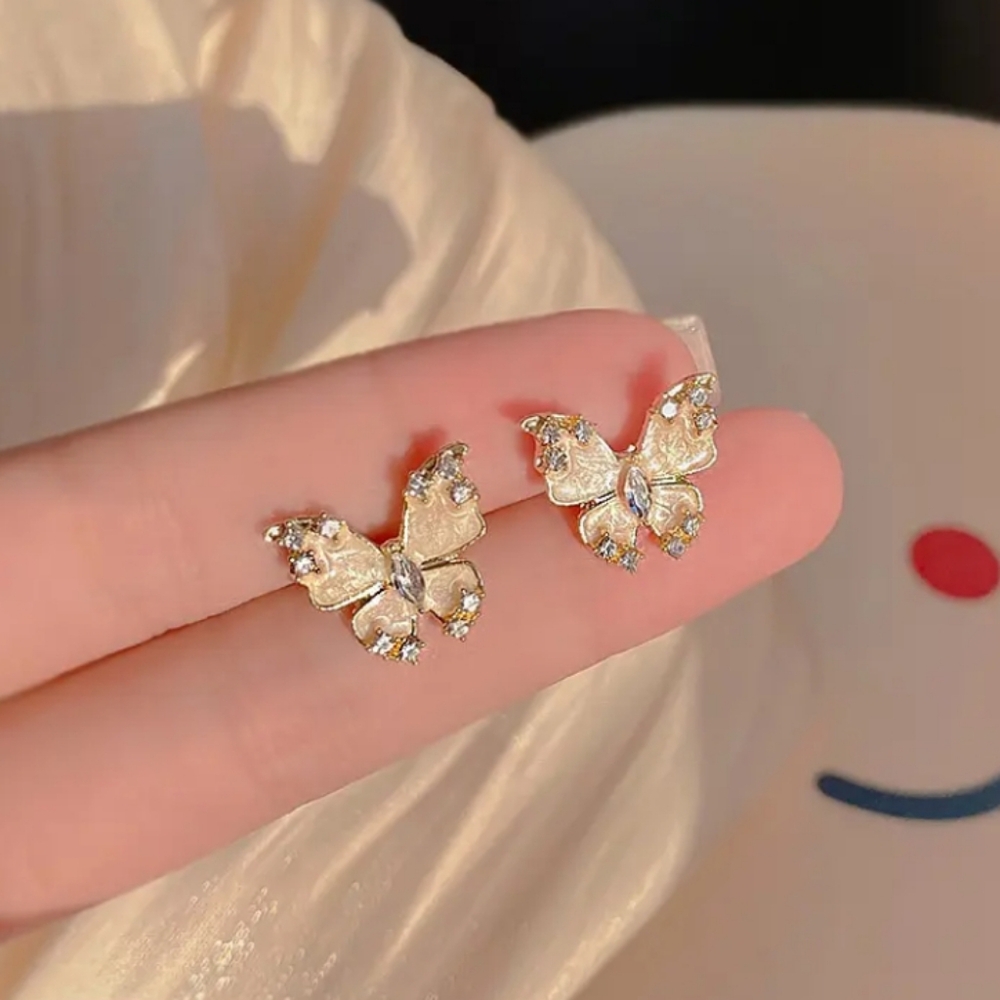 Butterfly Rhinestone Earrings - Picture 2 of 7